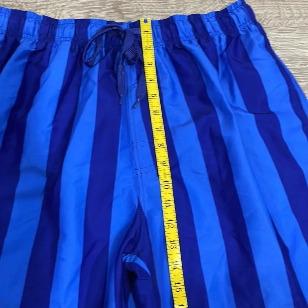 NWOT Cromer Resortwear Swim Trunks  Elastic Waist Blue Striped L (36/38)